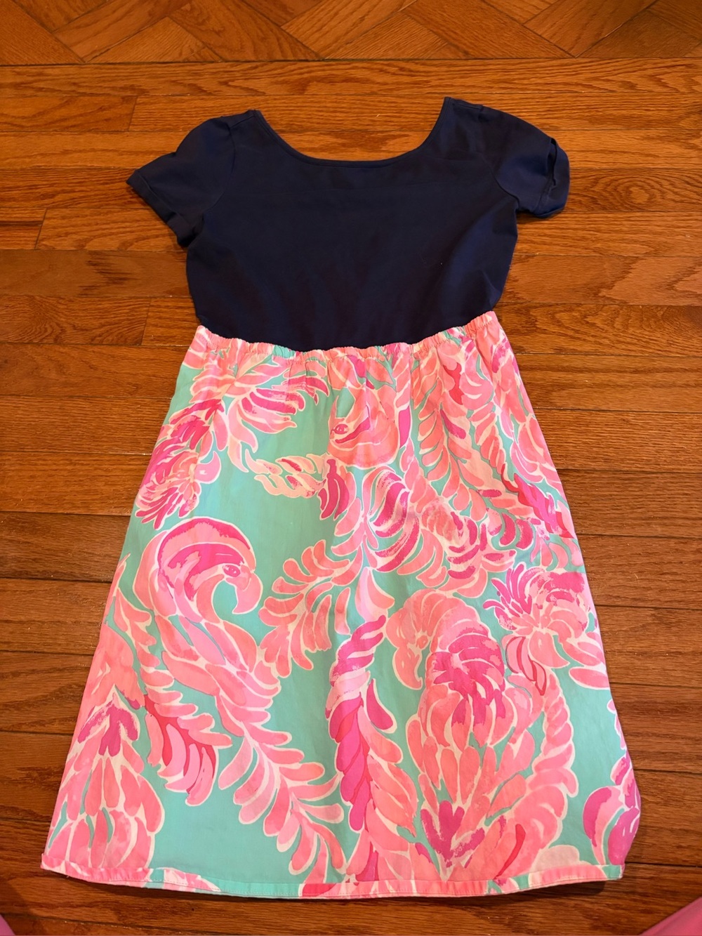 Lilly Pulitzer Navy Top with Pink & Mint Floral Skirt Dress